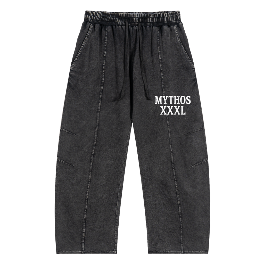 Snow Wash Drawstring Cotton Pants
